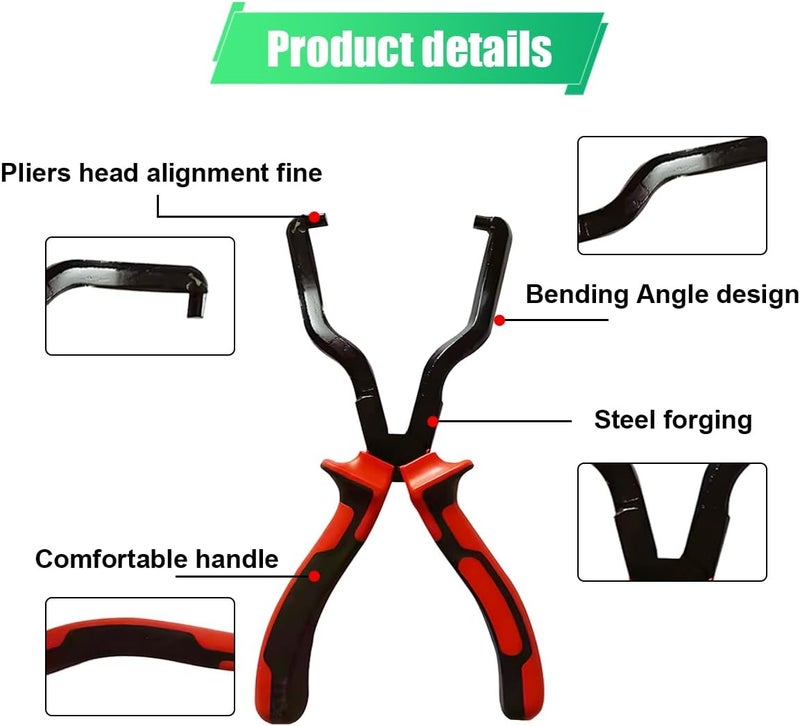ZIMISI Fuel Line Plier, Quick Disconnect Release Removal Tool, Petrol Hose Clamp Clip Pliers, Fuel Line Disconnect Tool, Car Pipe Clip Repair Tool, Automotive Tools for Most Cars (Red/Black) - Image 2